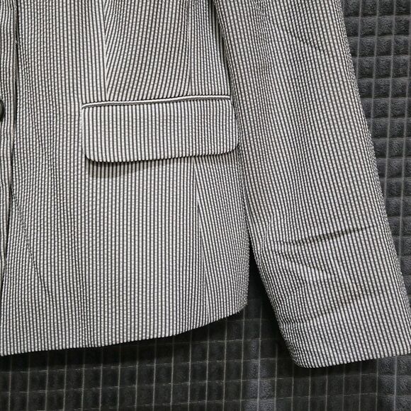White Gray Seersucker Blazer Jacket Sz10 Kasper Pinstripe Career Corp Preppy Pro - Picture 10 of 16